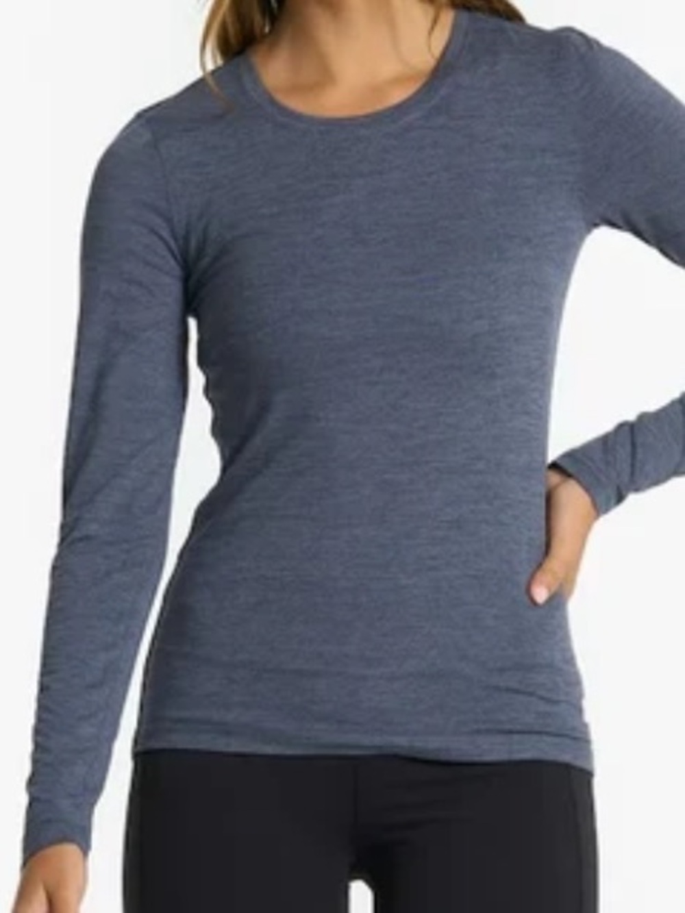 Vuori Womens Shirt Long-Sleeve Lux Crew Size Small in Azure Heather